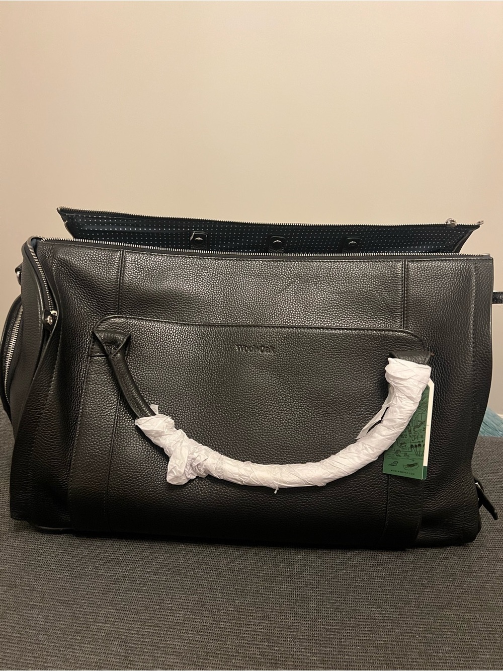 Wool and Oak Nova Leather Duffel with wheels